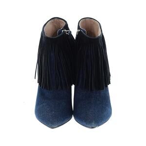 Miss Sixty Fringe Ankle Boots EU 37 US 6.5 Denim Western Boho Festival Y2K